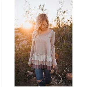 NWOT Ruffle & Lace Knit Top